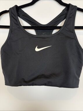 Nike Black Dri-FIT Gymcore Sports Bra with White Swoosh EUC Size Large Athletic